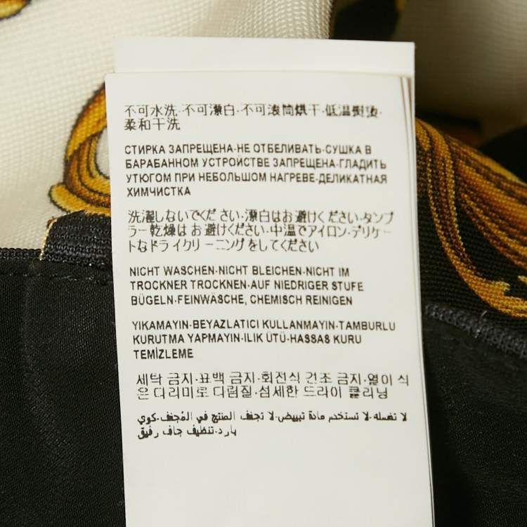 Pre Owned Versace White/Yellow Rodeo Barocco Print Jersey Leggings L