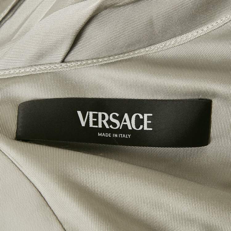 مملوكة مسبقًا Versace Grey Crepe & Satin Draped Sleeveless Mini Dress M