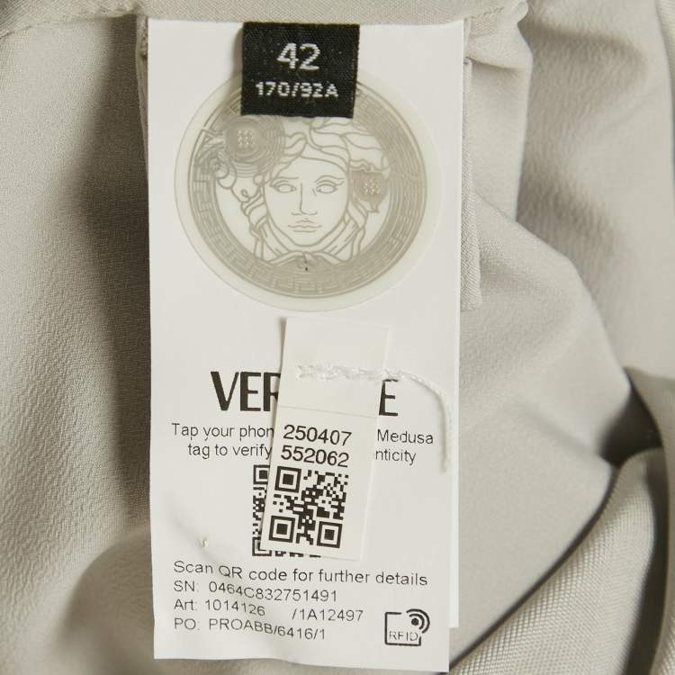 مملوكة مسبقًا Versace Grey Crepe & Satin Draped Sleeveless Mini Dress M