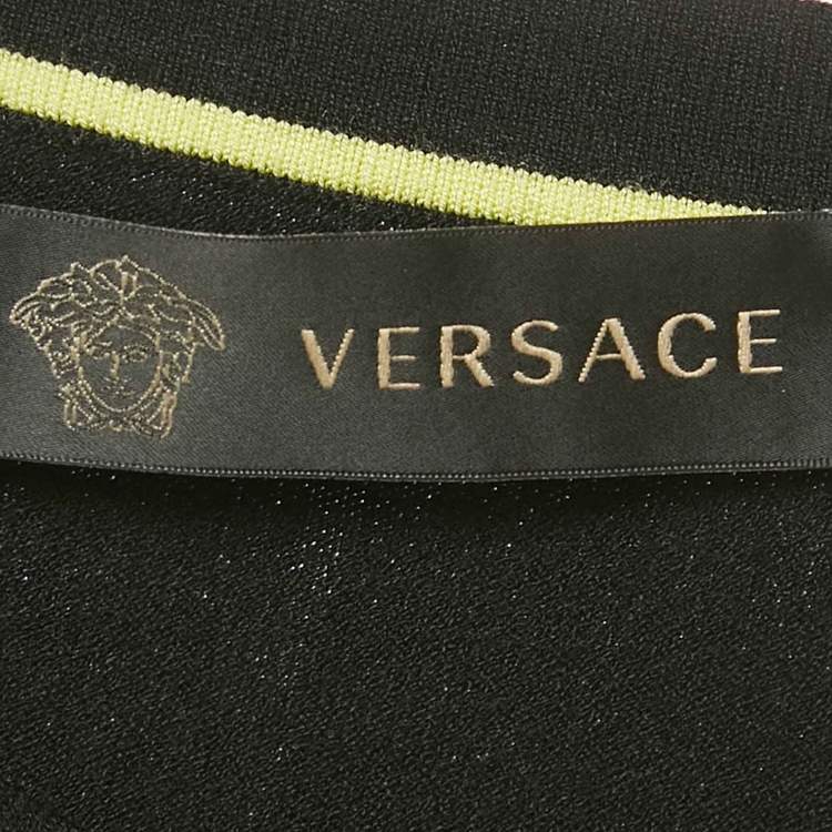 Pre Owned Versace Black Knit Cut -Out Detail Knit Button Front Cardigan L