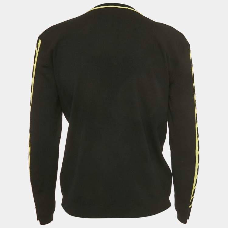 Pre Owned Versace Black Knit Cut -Out Detail Knit Button Front Cardigan L