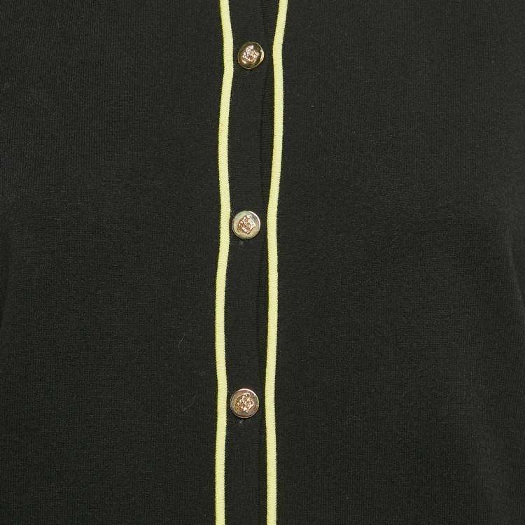Pre Owned Versace Black Knit Cut -Out Detail Knit Button Front Cardigan L