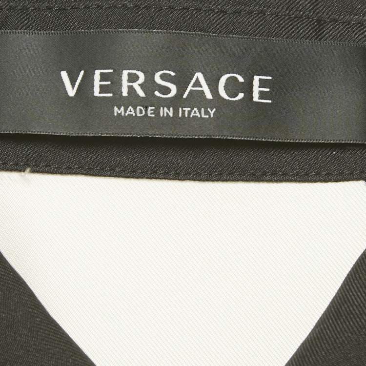 Pre Owned Versace Black/Yellow Barocco Print Silk Belted Shirt Dress S