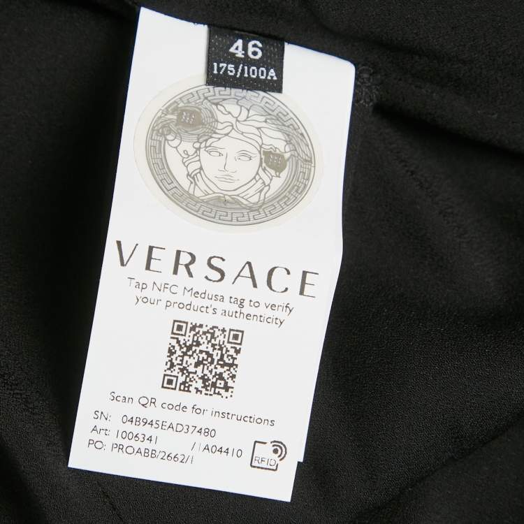 Pre Owned Versace Multicolor Ventagli Print Silk Zip Up Shirt Midi Dress L