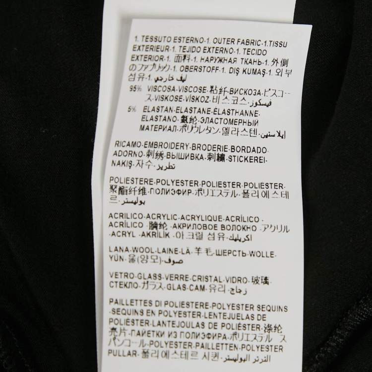 Pre Owned Versace Black Embroidered Jersey Crewneck T-Shirt M