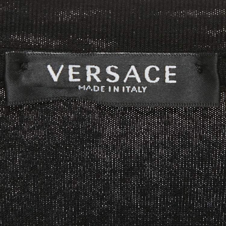 Pre Owned Versace Black Embroidered Jersey Crewneck T-Shirt M