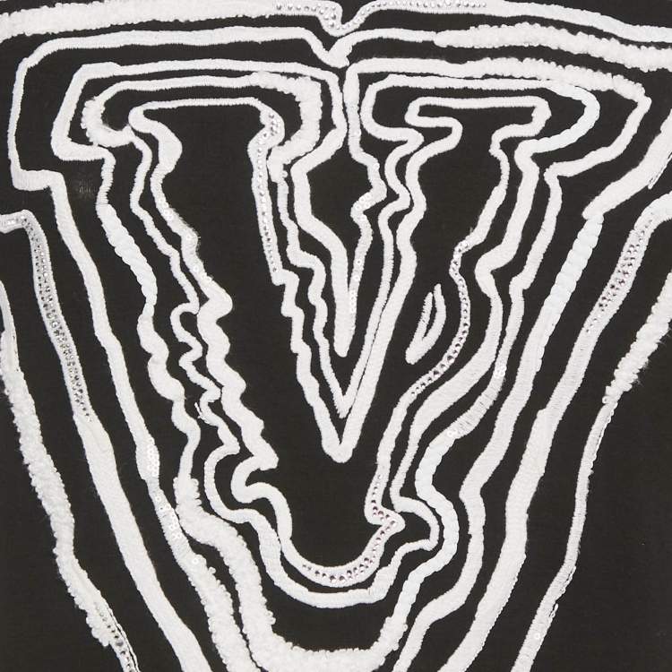 Pre Owned Versace Black Embroidered Jersey Crewneck T-Shirt M
