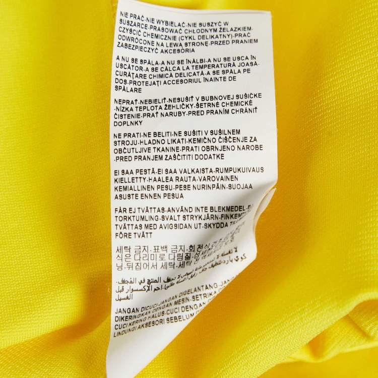 Pre Owned Versace Yellow Cut-Out Logo Detail Jersey Bodysuit M