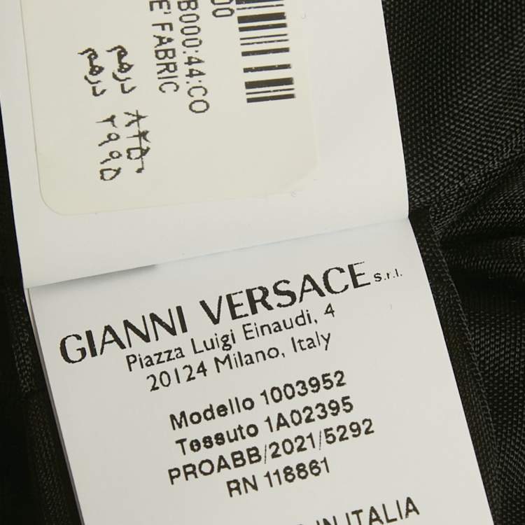 Pre Owned Versace Black Crepe Medusa Pin Detail Short Dress M