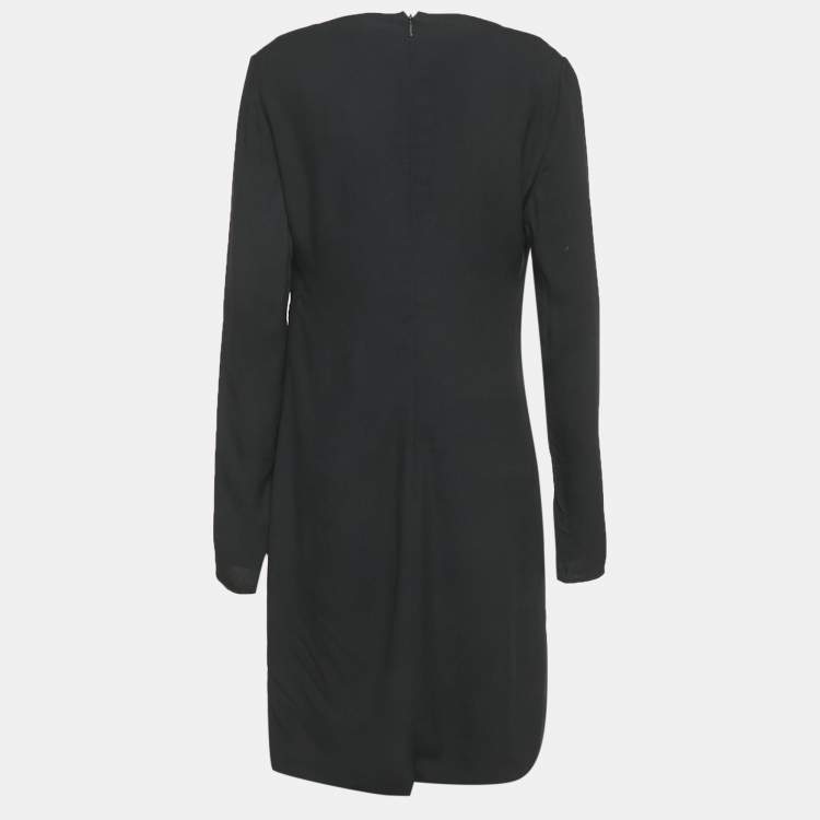 Pre Owned Versace Black Crepe Medusa Pin Detail Short Dress M