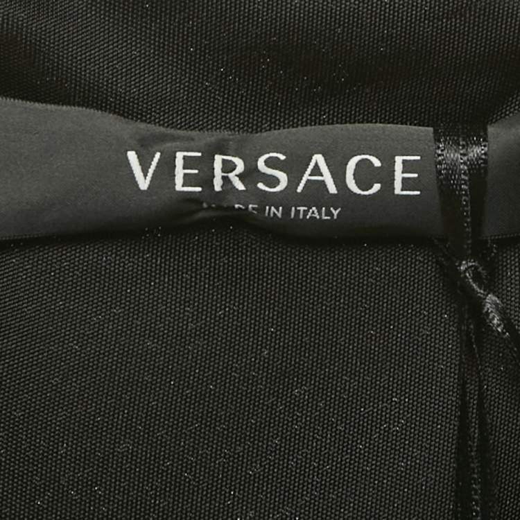 Pre Owned Versace Black Crepe Medusa Pin Detail Short Dress M