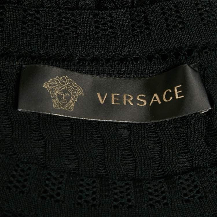 Pre Owned Versace Black Sheer Mesh Fitted Top S