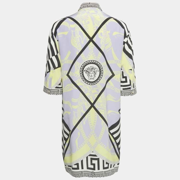 Pre Owned فستان فيرساتشي قميص حرير مطبوع متعدد الألوان مقاس وسط (ميديوم)