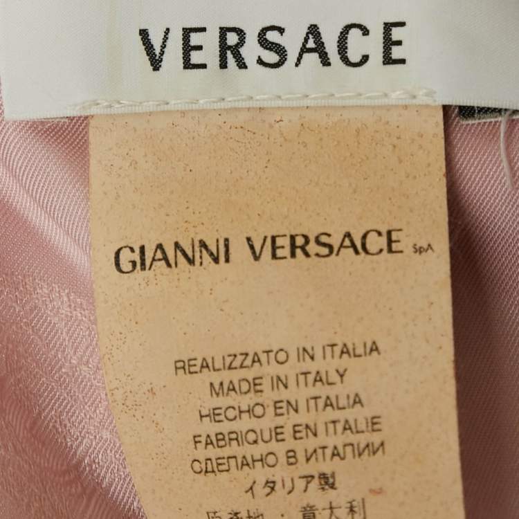 Pre Owned Versace Pink Abstract Print Silk Mini Dress S