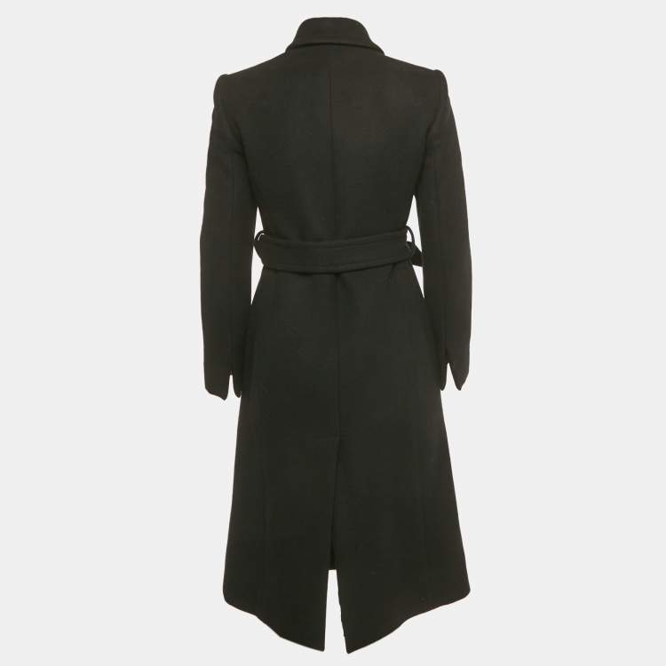 Pre Owned Versace Black Wool Felt Belted Midi Coat XS