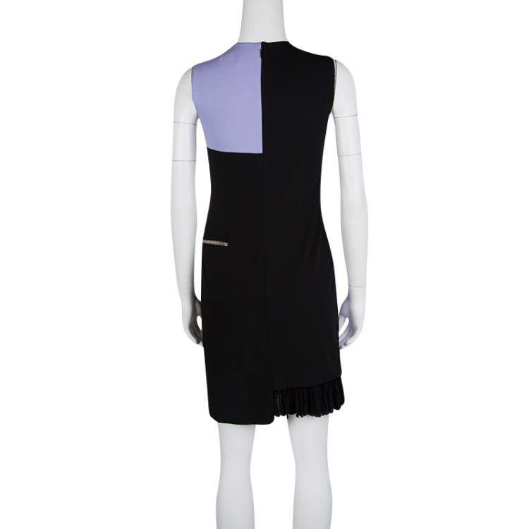 مملوكة مسبقًا Versace Colorblock Ruffle Bottom Hem Detail Sleeveless Dress S