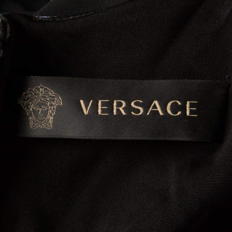 مملوكة مسبقًا Versace Colorblock Ruffle Bottom Hem Detail Sleeveless Dress S