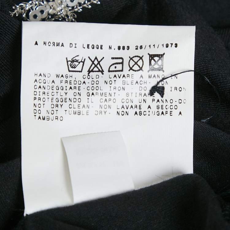 Pre Owned Versace Jeans Couture Black Logo Sequin Jersey Top S