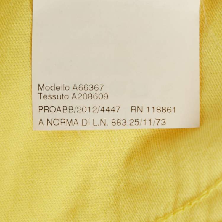 Pre Owned بنطلون جينز فيرساتشي قطني أصفر ملائم عادي مقاس صغير بخصر 28 بوصة