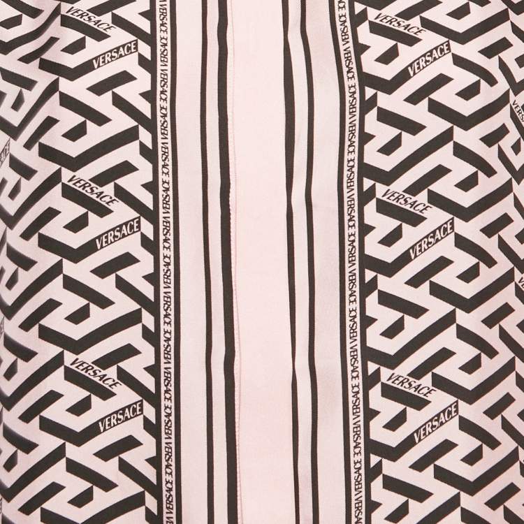 Pre Owned Versace Pink Print Silk Full Sleeve Shirt M