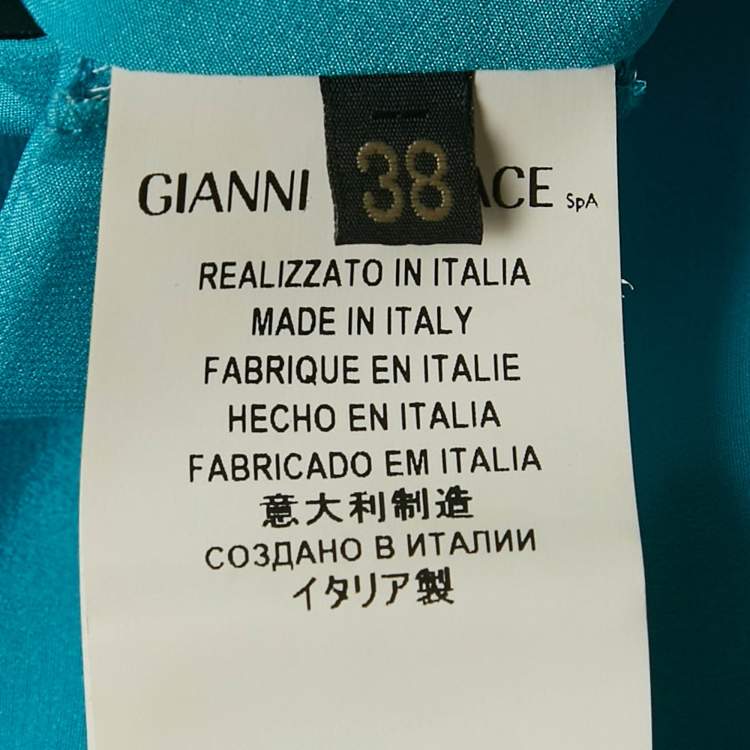 Pre Owned فستان فيرساتشي تول أزرق مكشكش بكتف واحد ميدي مقاس صغير (S)