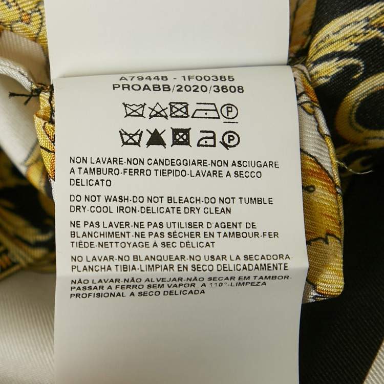 Pre Owned Versace Yellow/Black Barocco Print Silk Pleated Mini Skirt S