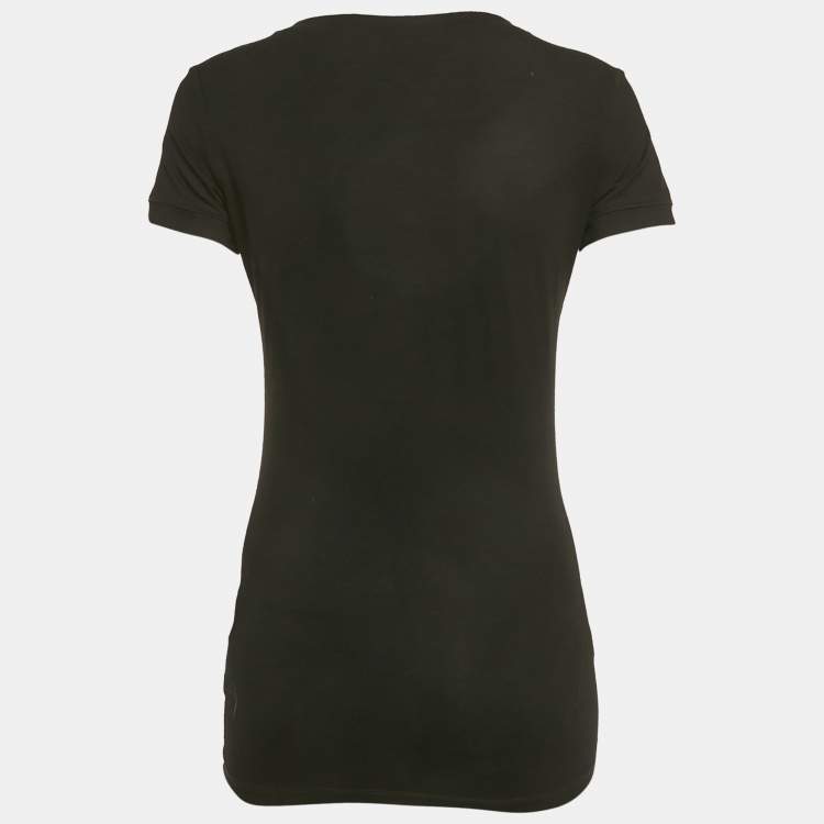 Pre Owned Versace Black Medusa Rhinestone Jersey T-Shirt M