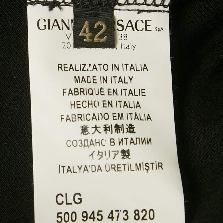 Pre Owned Versace Black Medusa Rhinestone Jersey T-Shirt M