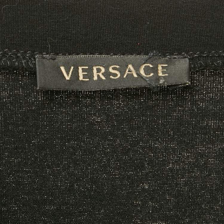 Pre Owned Versace Black Medusa Rhinestone Jersey T-Shirt M
