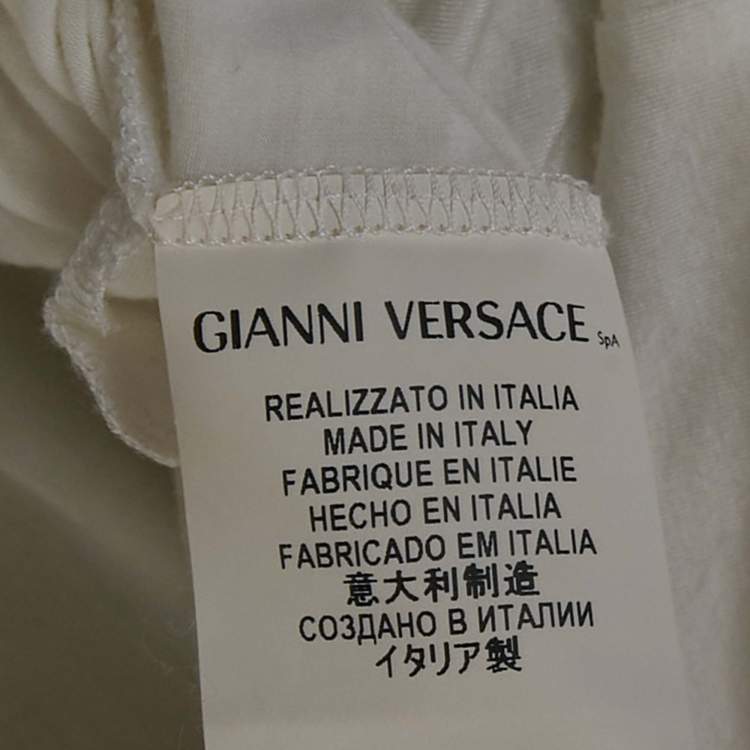 Pre Owned Versace White Medusa Embellished Jersey T-Shirt S