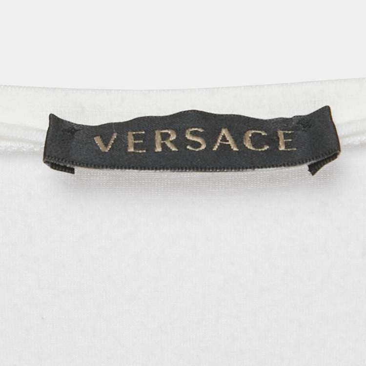 Pre Owned Versace White Medusa Embellished Jersey T-Shirt S