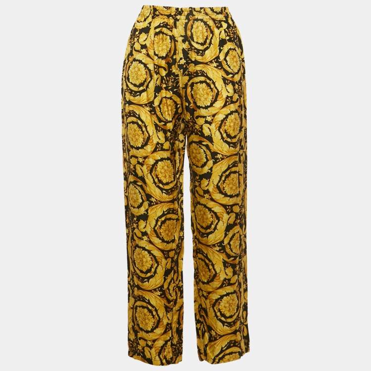 مملوكة مسبقًا Versace Black/Yellow Barocco Print Silk Pyjama Trousers M