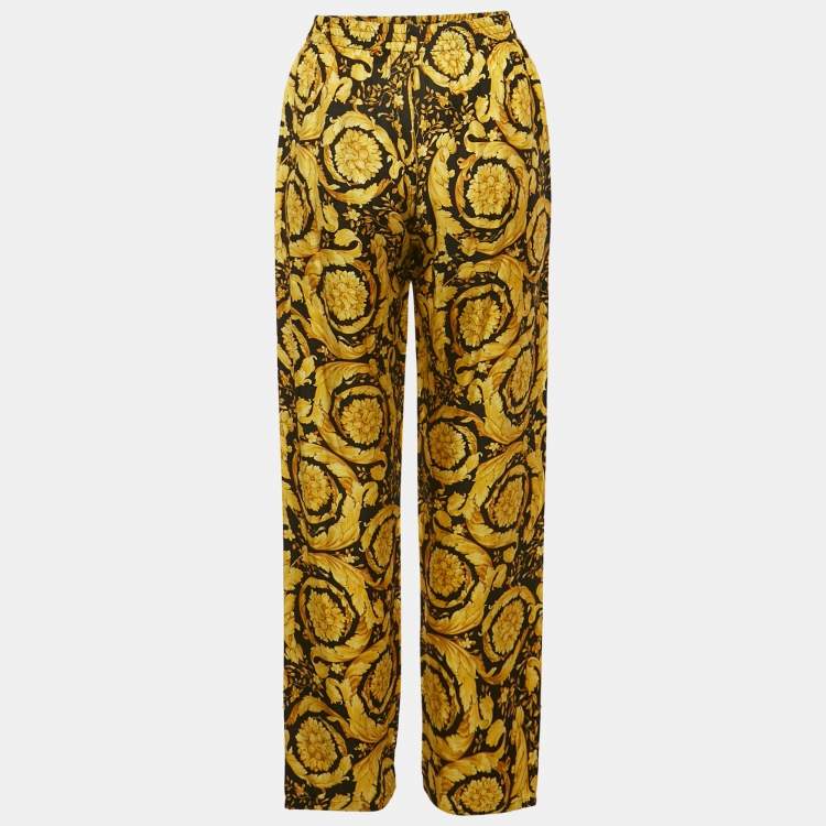 مملوكة مسبقًا Versace Black/Yellow Barocco Print Silk Pyjama Trousers M