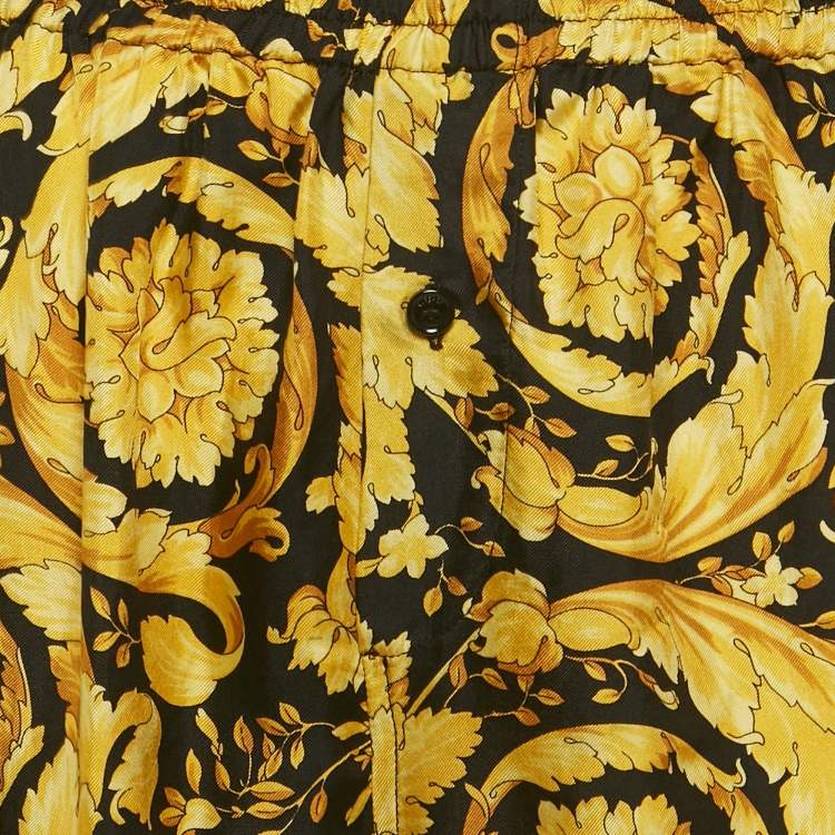 مملوكة مسبقًا Versace Black/Yellow Barocco Print Silk Pyjama Trousers M