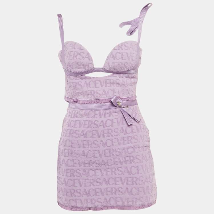 Pre Owned Versace x Dua Lipa Lavender Monogram Terry Set XS