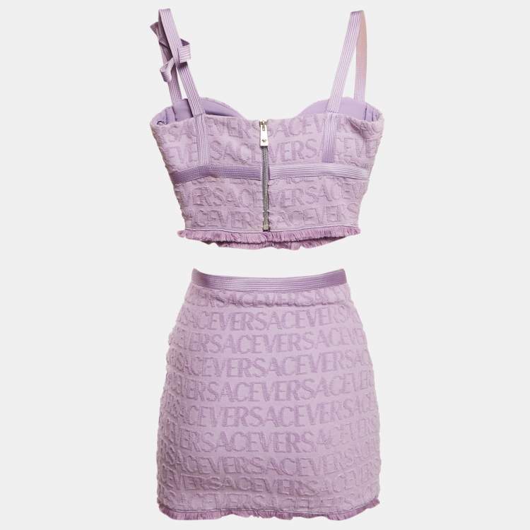 Pre Owned Versace x Dua Lipa Lavender Monogram Terry Set XS