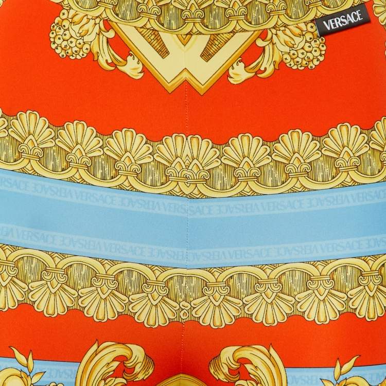 Pre Owned Versace Multicolor Heritage Print Jersey Leggings M 