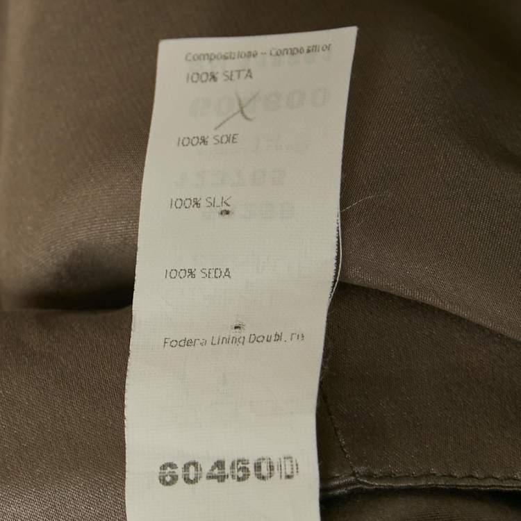 مملوكة مسبقًا فستان فيرساتشي ميني مربوط بحزام بطيات عنق رمادي حرير مقاس صغير