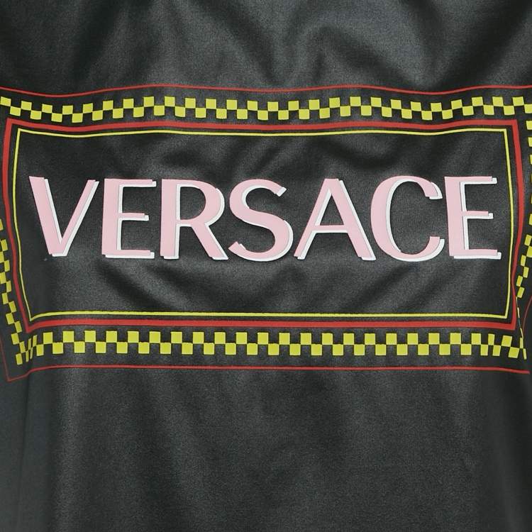 Pre Owned Gianni Versace Black Graphic Logo Detail Jersey T-Shirt S