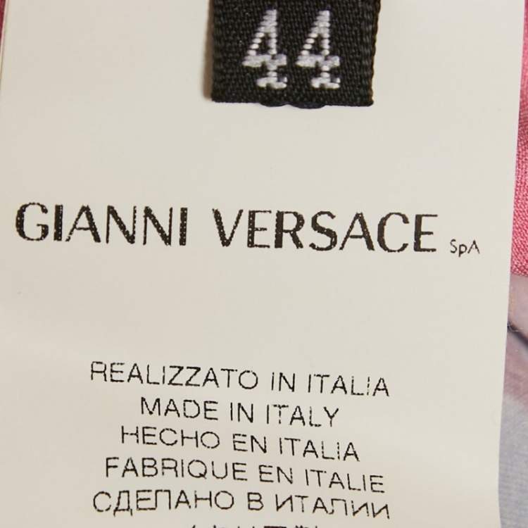 Pre Owned Versace Pink Floral Print Satin Long Sleeve Shirt M