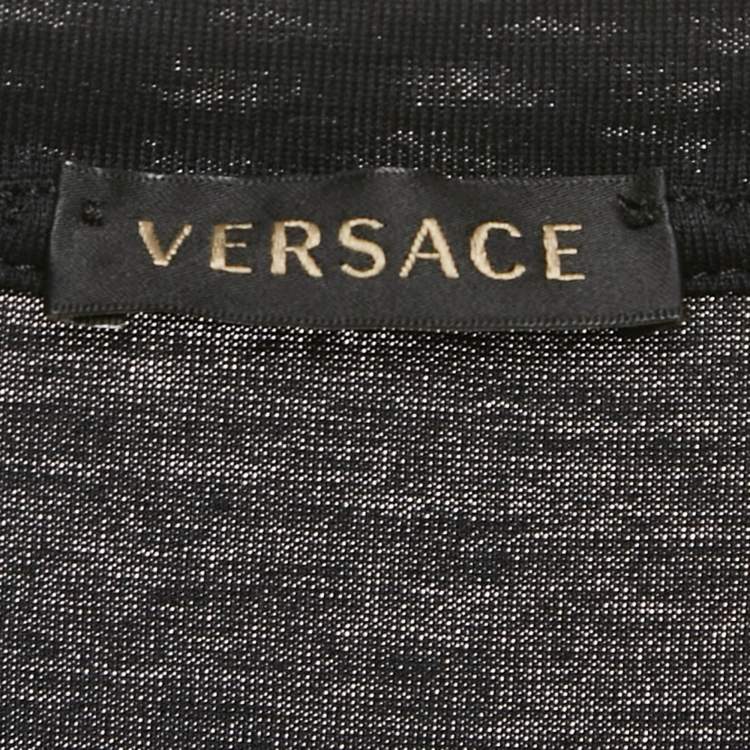 Pre Owned Versace Black Medusa Rhinestone Jersey T-Shirt M