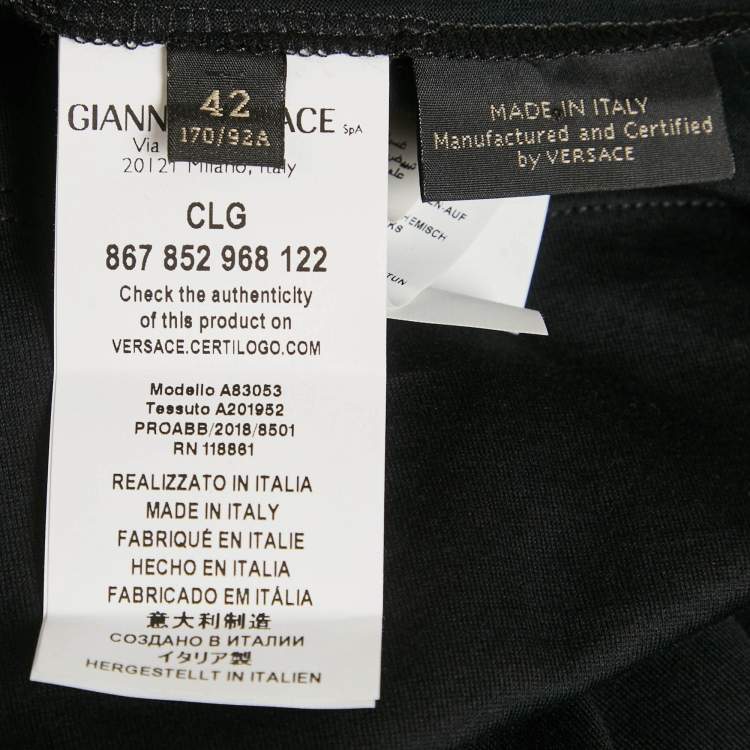 Pre Owned Versace Black Medusa Rhinestone Jersey T-Shirt M