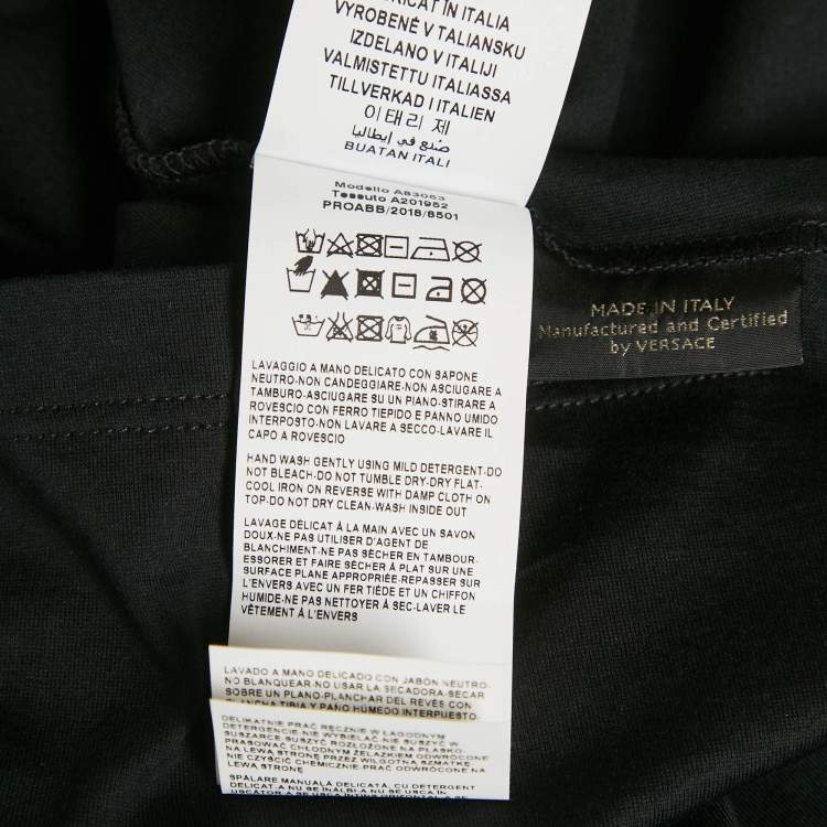 Pre Owned Versace Black Medusa Rhinestone Jersey T-Shirt M