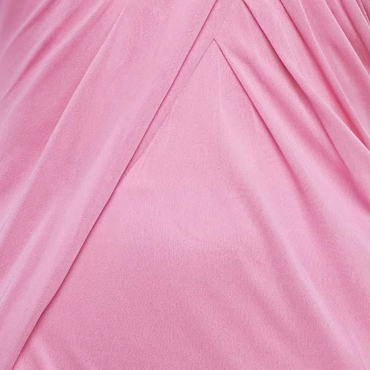 مملوكة مسبقًا Versace Pink Jersey Draped Strapless Mini Dress S