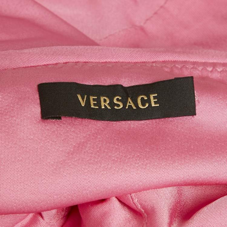 مملوكة مسبقًا Versace Pink Jersey Draped Strapless Mini Dress S