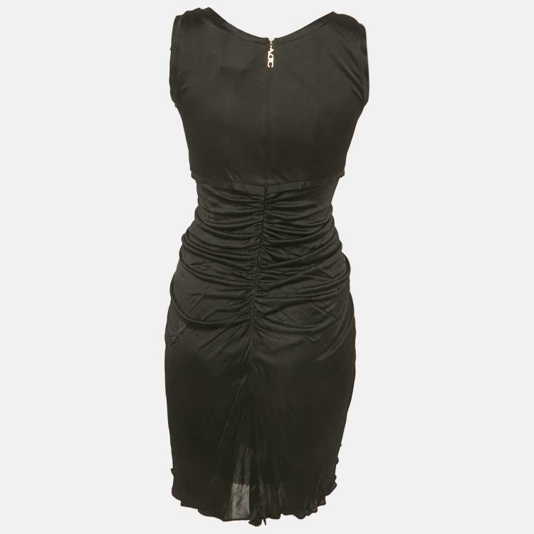 مملوكة مسبقًا VJC by Versace Black Jersey Ruched Detail Dress M