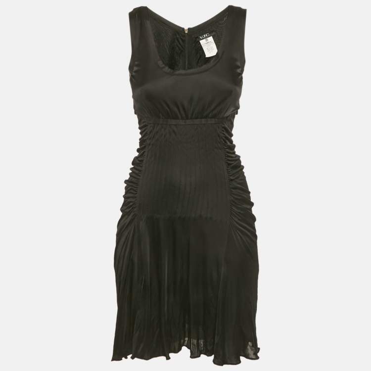 مملوكة مسبقًا VJC by Versace Black Jersey Ruched Detail Dress M