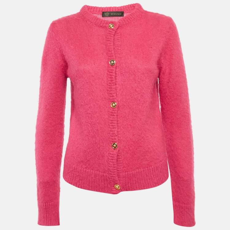 Pre Owned Versace Pink Mohair Blend Cardigan M