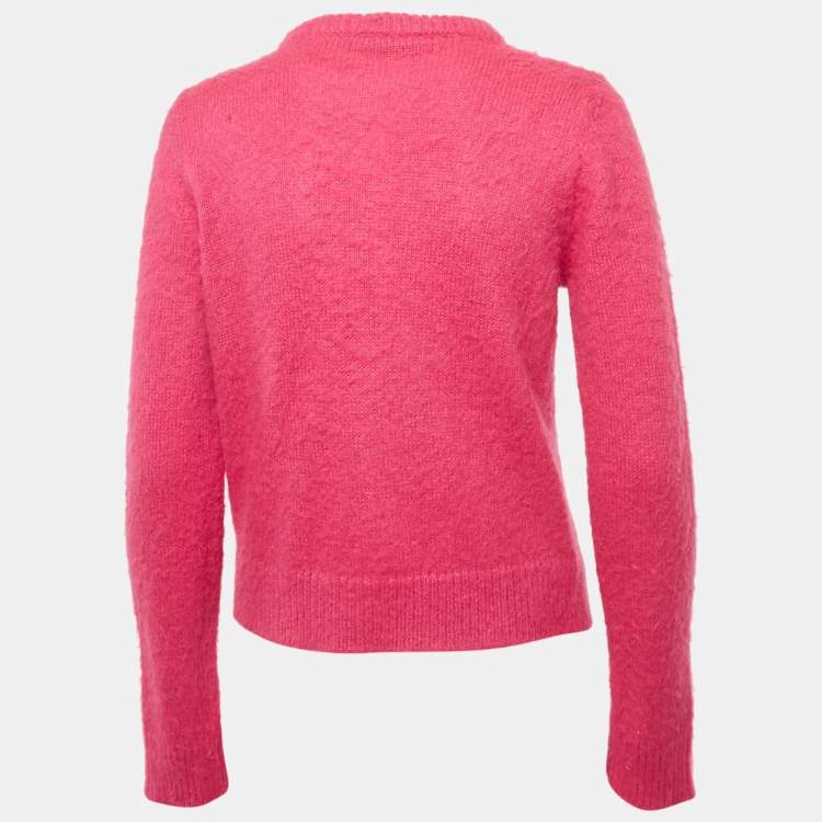 Pre Owned Versace Pink Mohair Blend Cardigan M