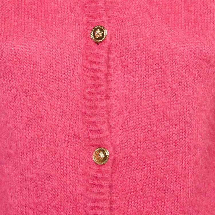 Pre Owned Versace Pink Mohair Blend Cardigan M